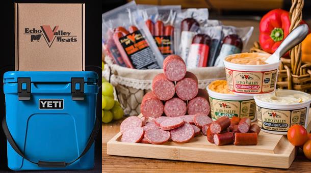 Sausage, Cheese, & Snack Sticks W/Yeti Roadie 24 - Big Wave Blue