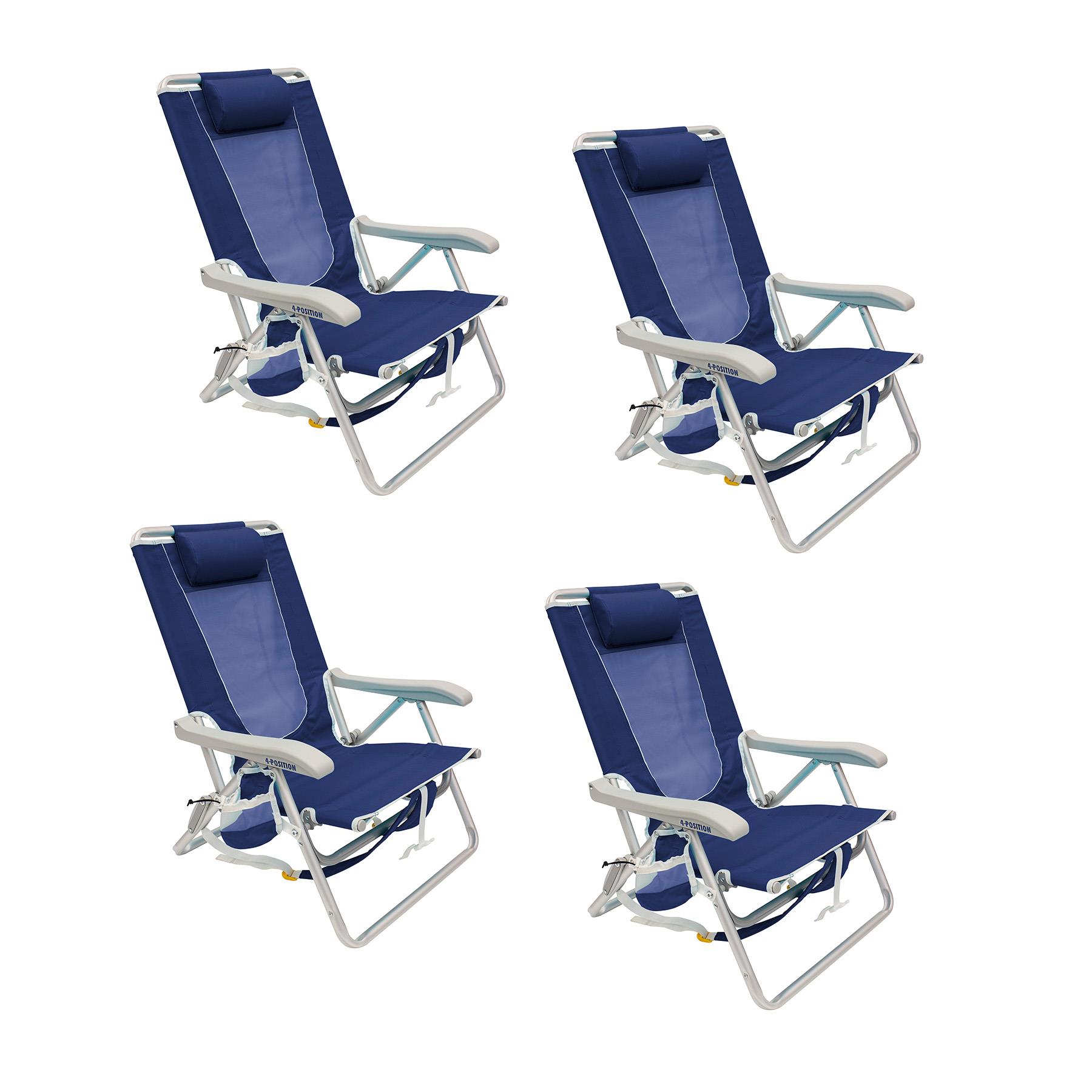 Backpack Beach Chair - Nautical Blue (Set Of 4)