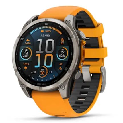 Fenix 8 – 47 Mm, AMOLED, Sapphire, Titanium With Spark Orange/Graphite Silicone Band