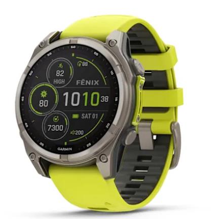 Fenix  8 – 47 Mm, Solar-  Sapphire, Titanium With Amp Yellow/Graphite Silicone Band