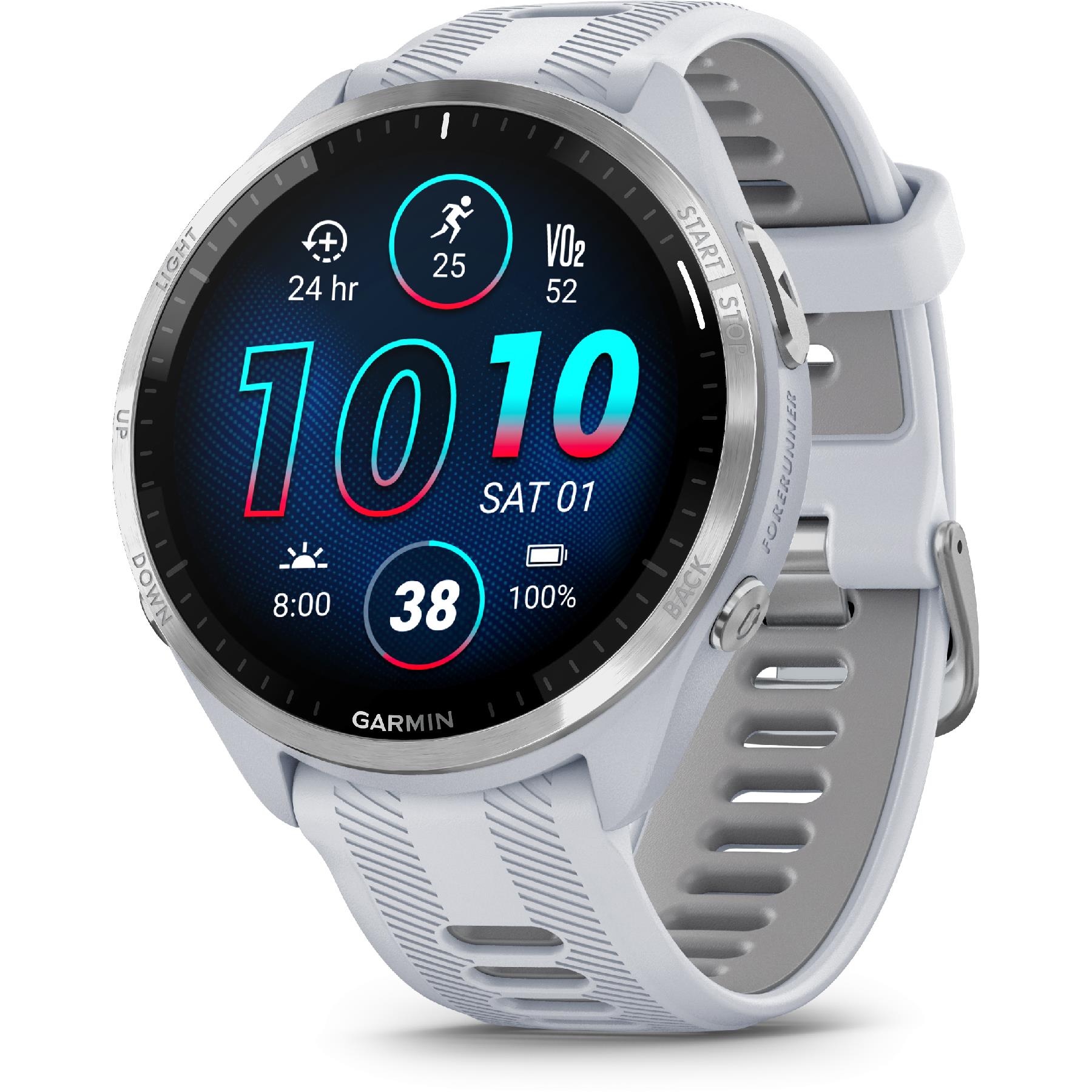 Forerunner 965, Carbon Gray DLC Titanium Bezel With Whitestone Case And Whitestone Silicone Band