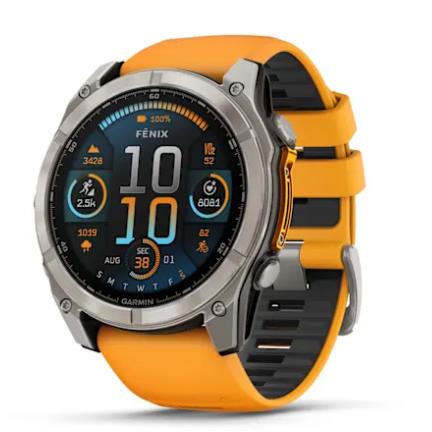 Fenix  8 – 51 Mm, AMOLED - Sapphire, Titanium With Spark Orange/Graphite Silicone Band
