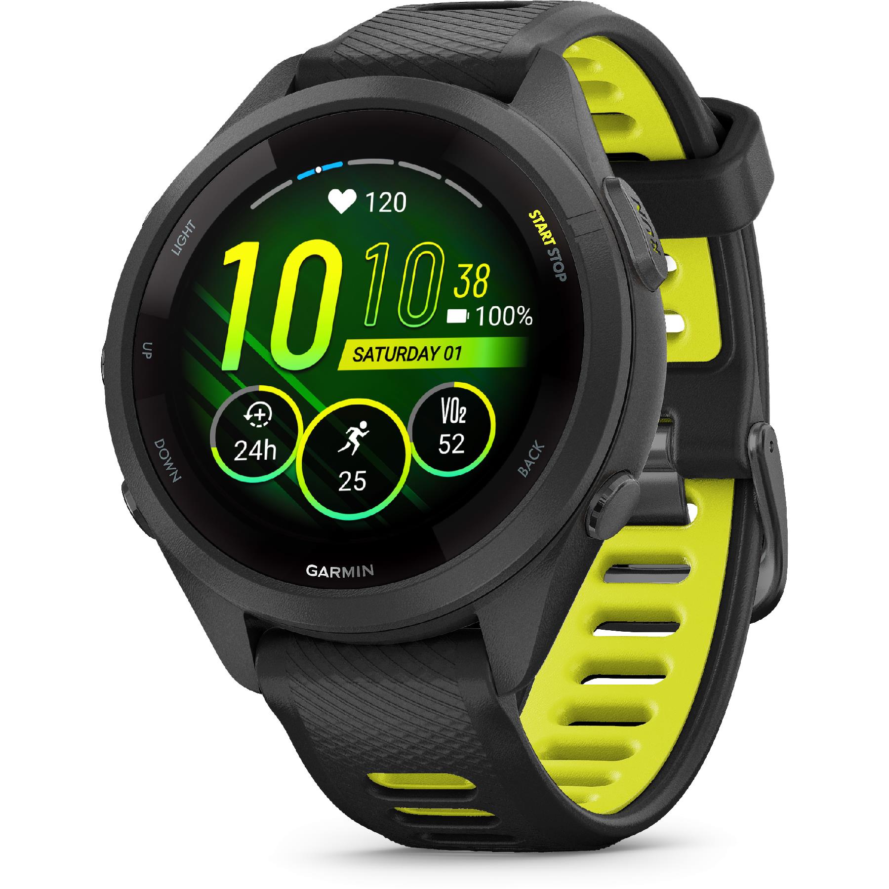 Forerunner 265S, Black Bezel And 42mm Case With Black Silicone Band