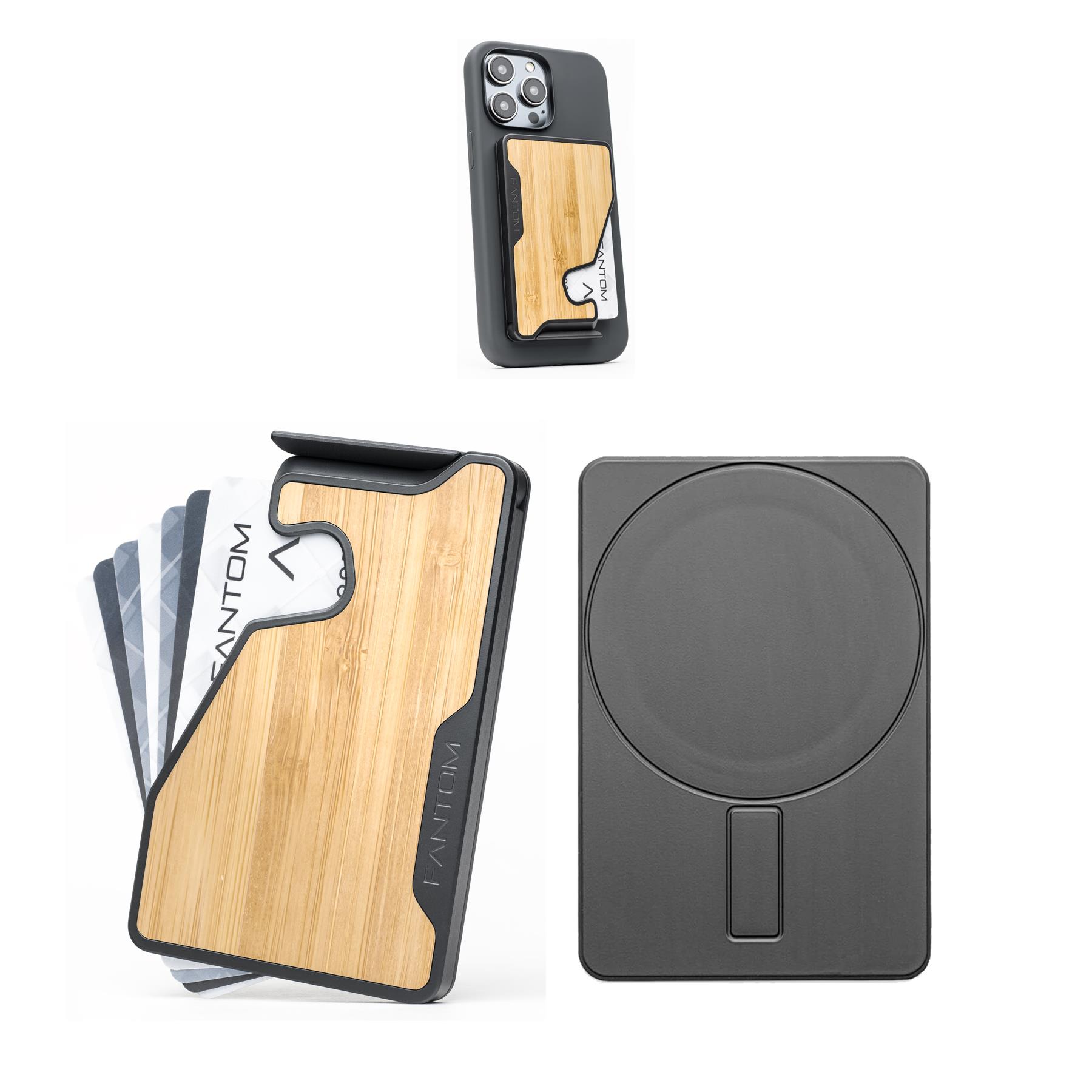 Fantom M Wallet, Extra Slim, Bamboo With MagSafe Sticker