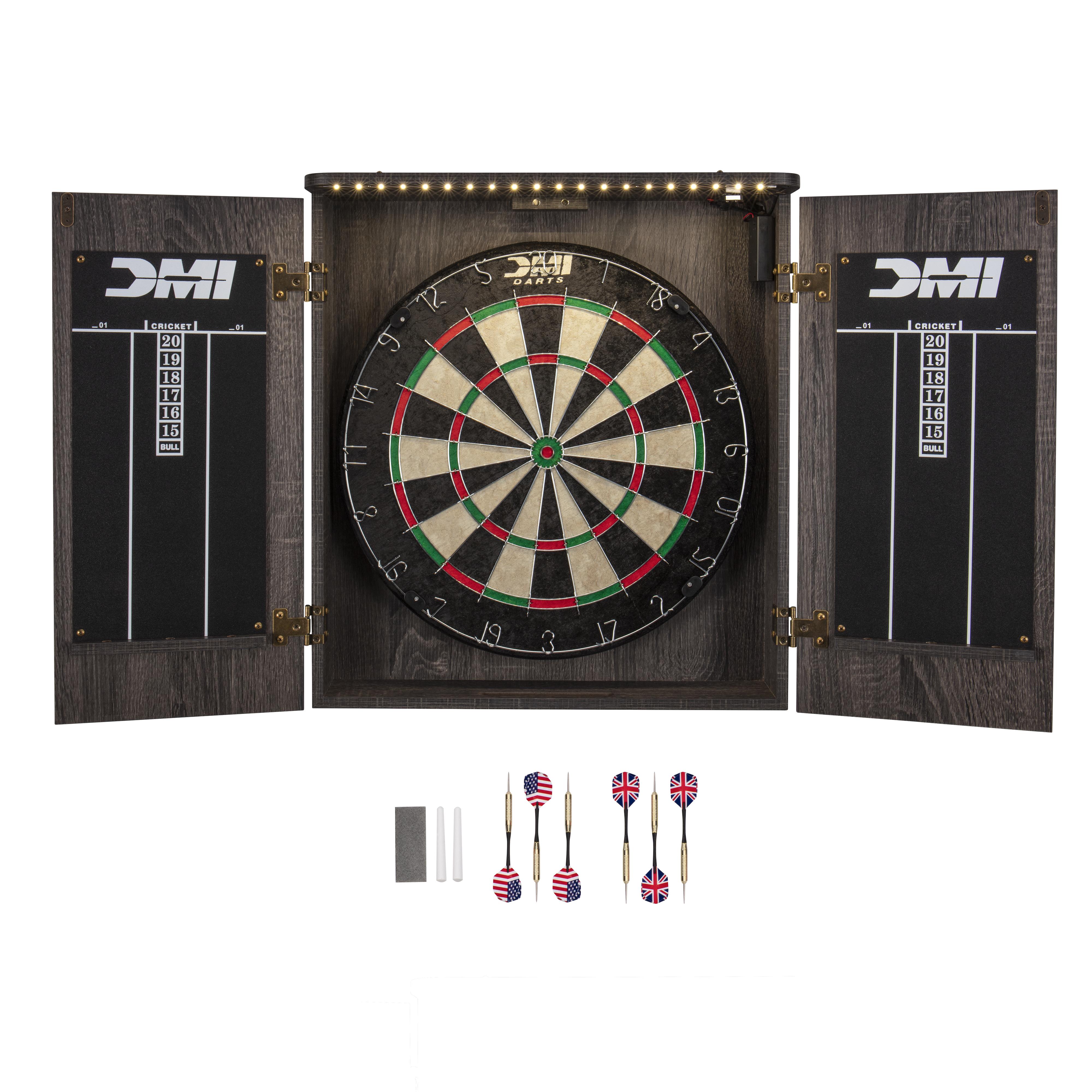 DMI Sports - Paris Lighted Dartboard Cabinet Set