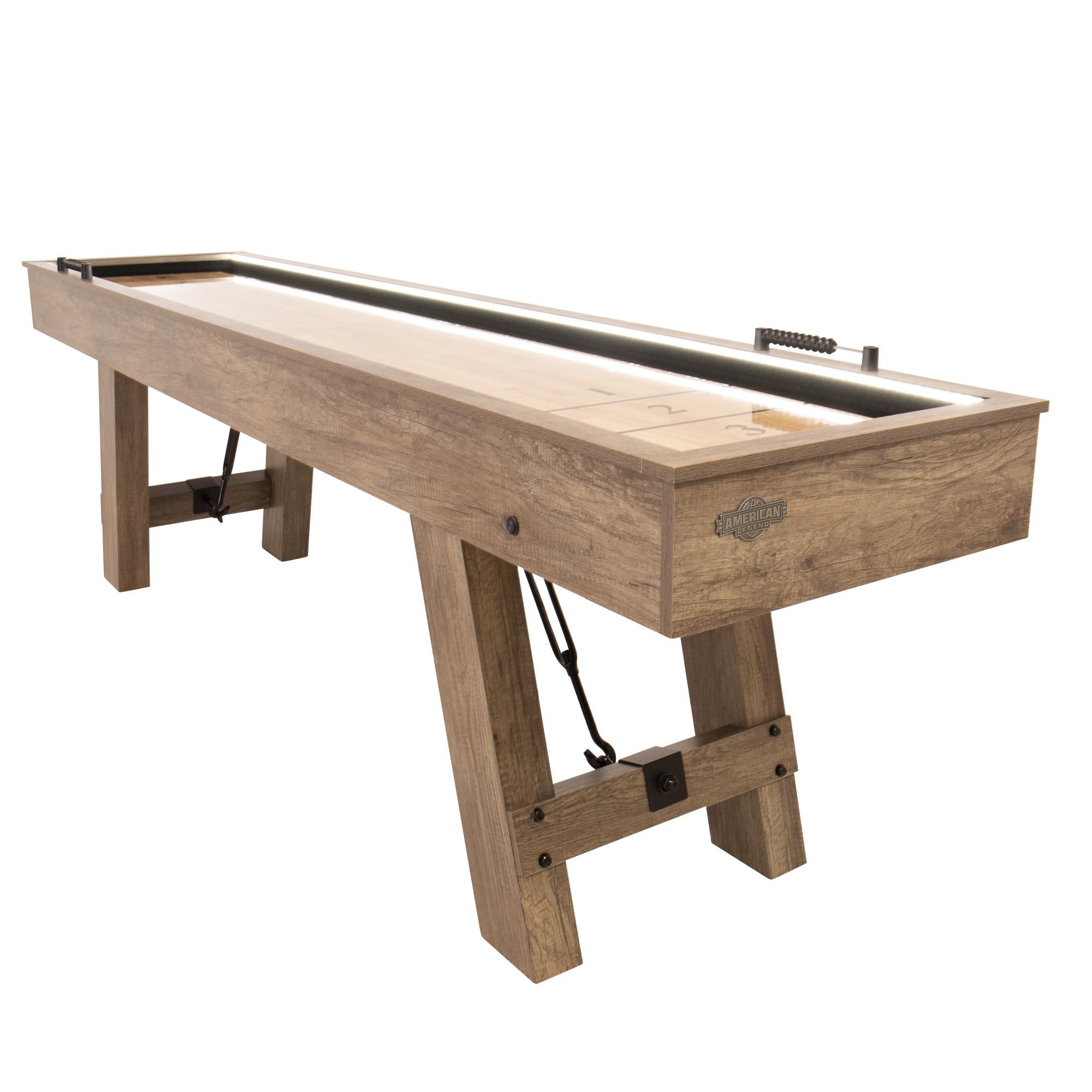 American Legend - Brookdale 9-Foot LED Light Up Shuffleboard Table W/Bowling