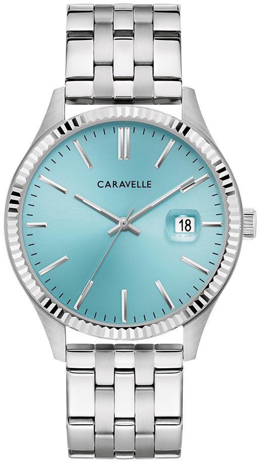 Men's Classic Stainless Steel Bracelet Watch, Light Blue Dial