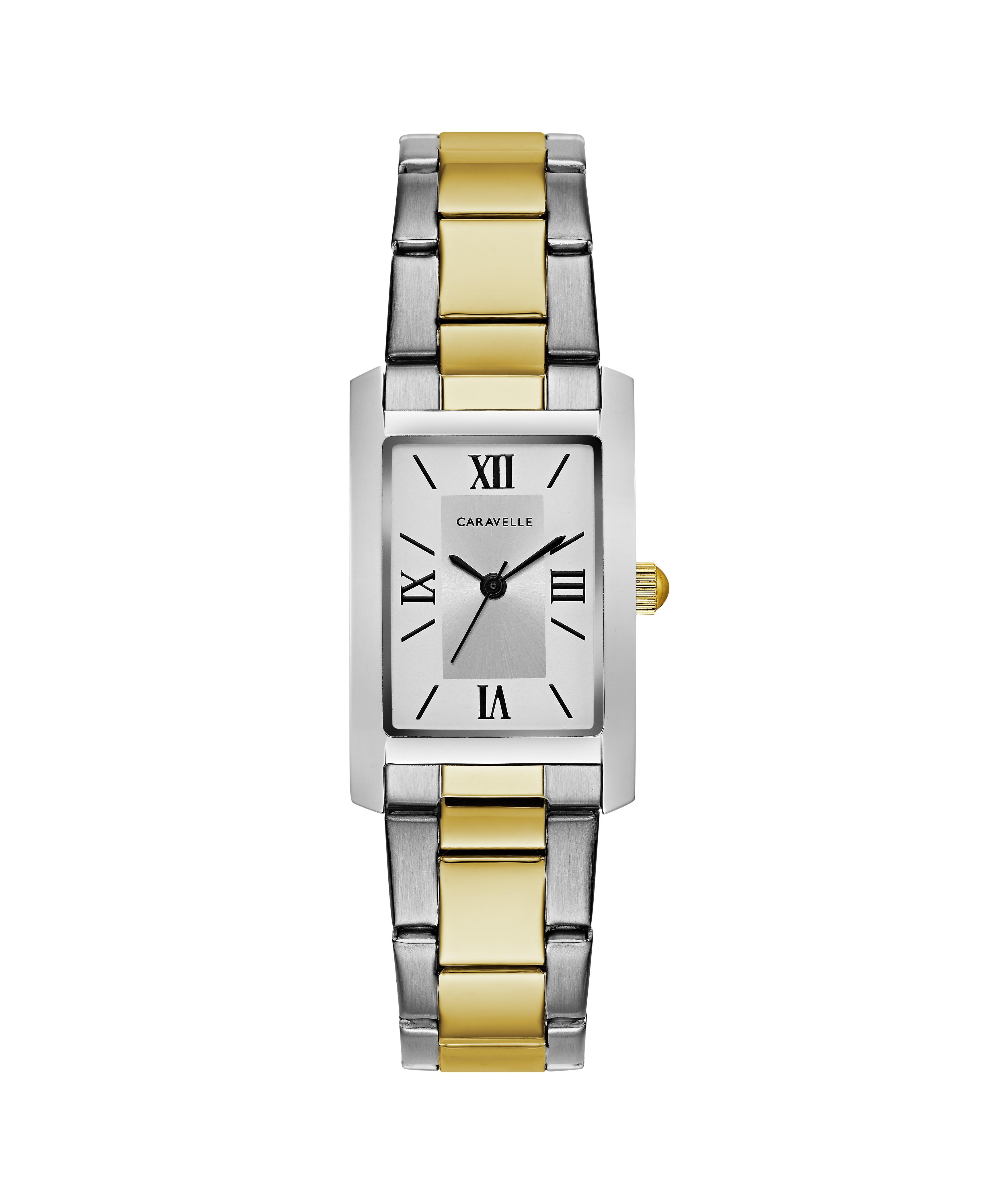 Ladies Rectangular Two Tone Stainless Steel Bracelet Watch