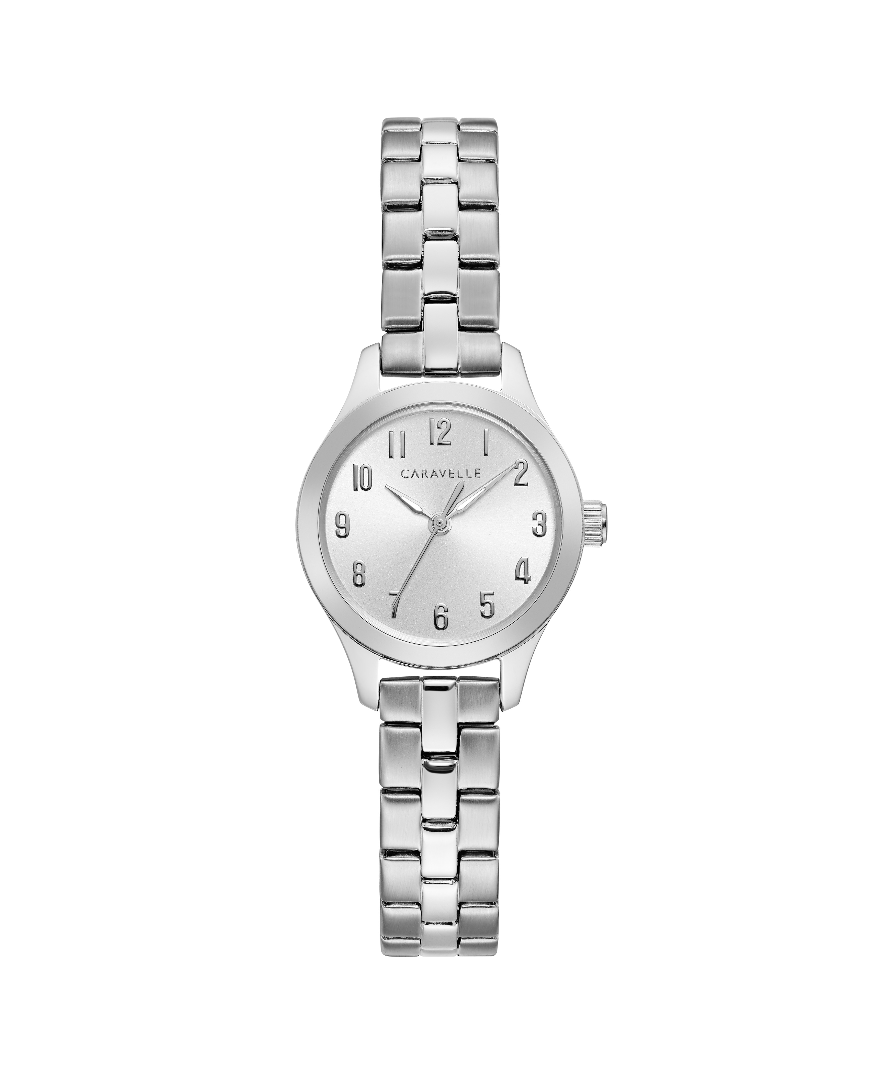 Ladies Silver Tone Stainless Steel Bracelet Watch With Arabic Numerals