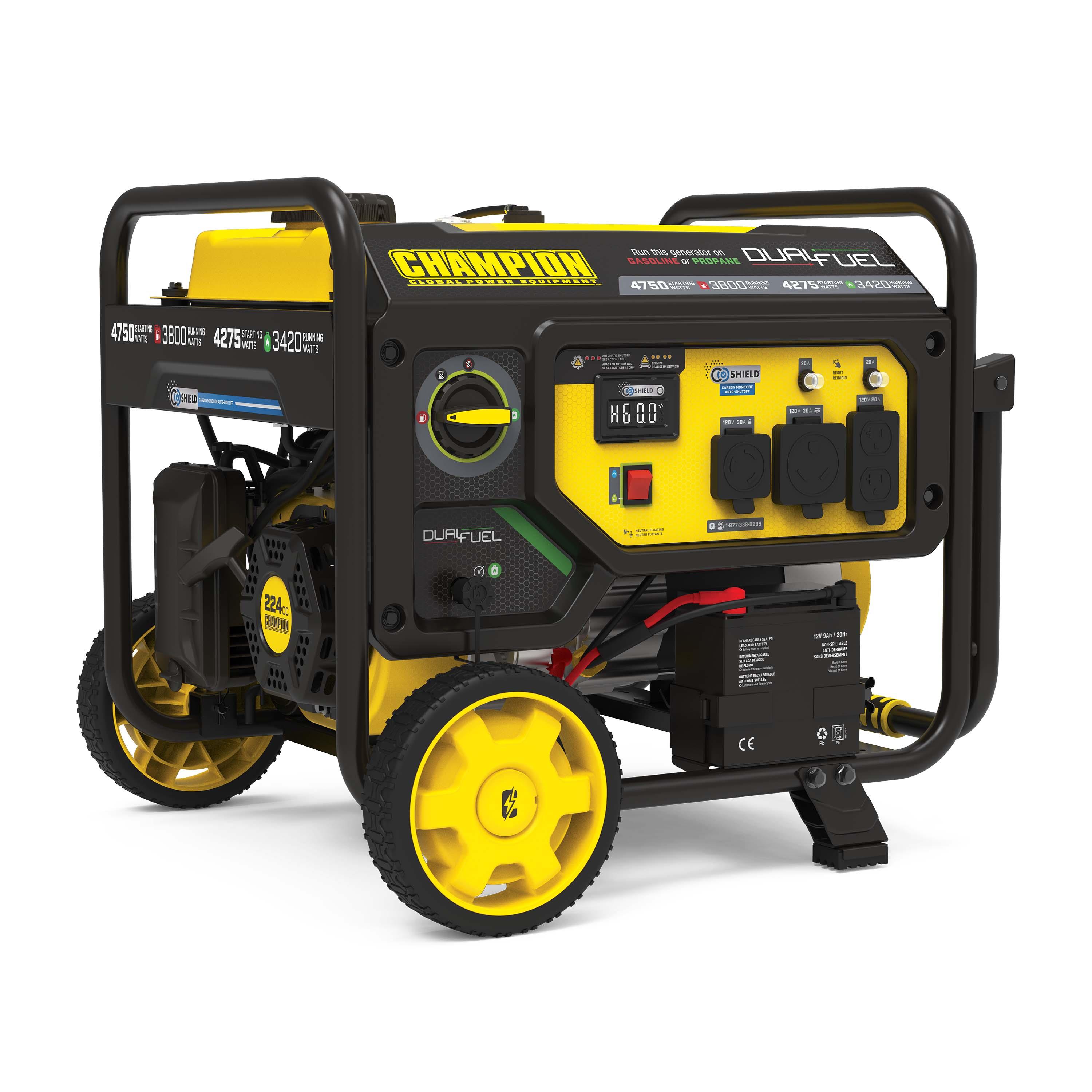 3800 Watt Electric Start Dual Fuel Generator W/CO Shield