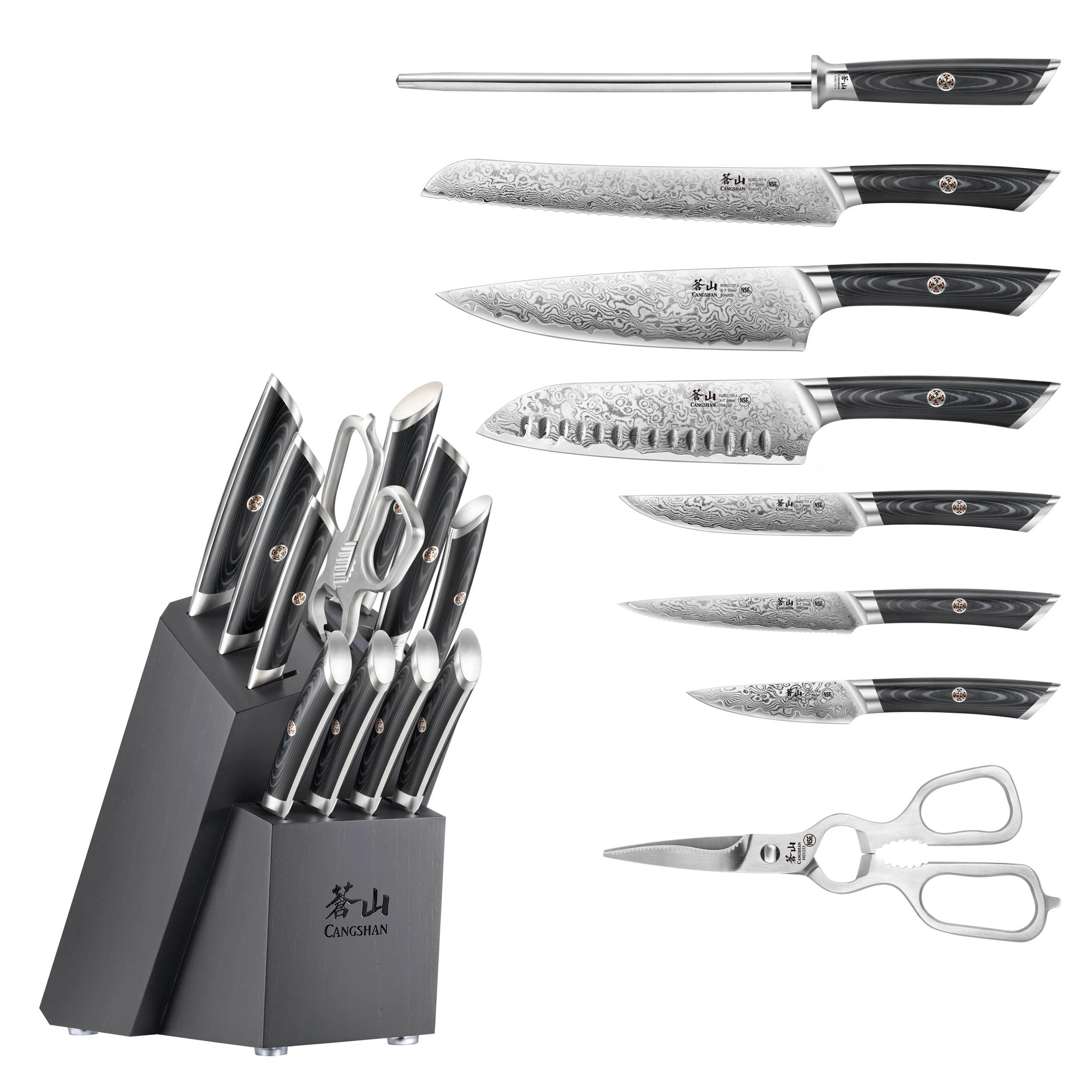 12-Piece Kuro Series Knife Block Set - Ashwood