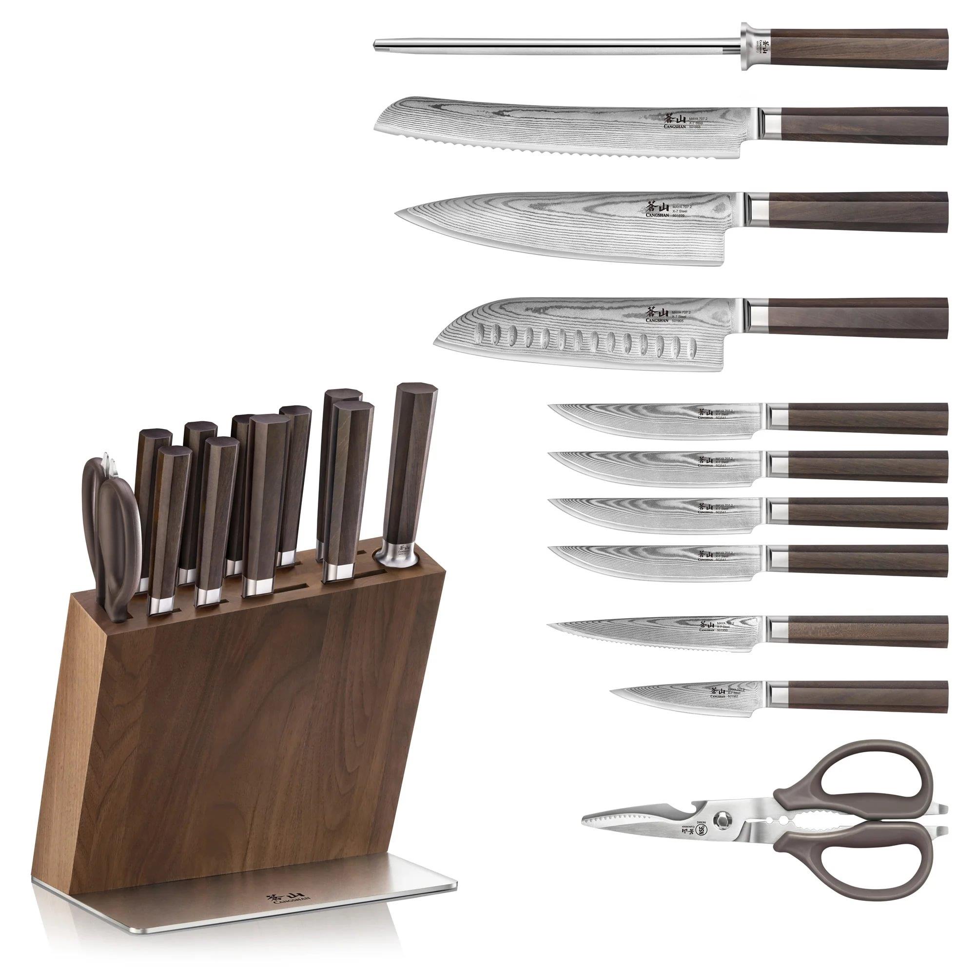 12-Piece Maya Series HUA Knife Block Set - Walnut