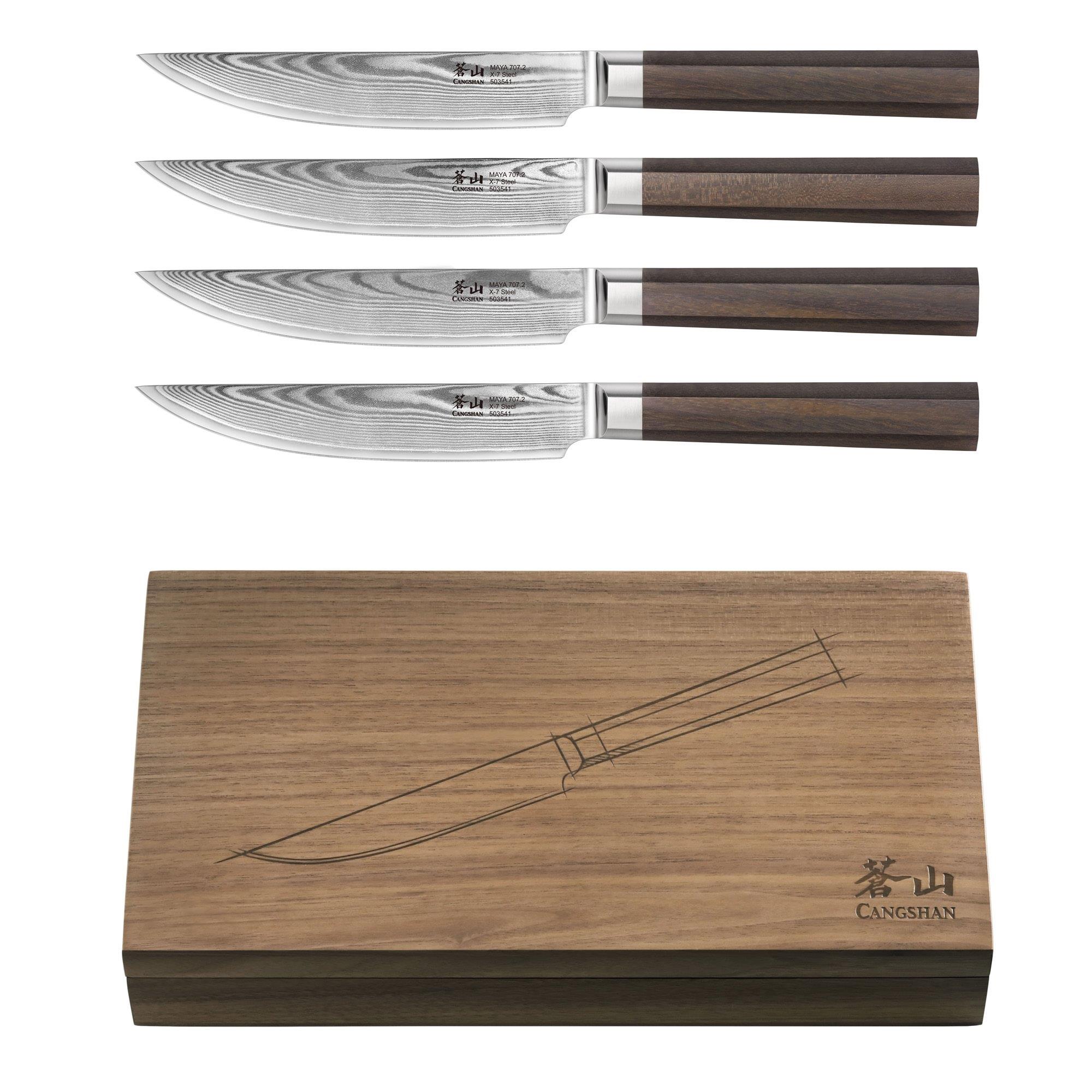 4-Piece Maya Series Steak Knife Set W/Walnut Box