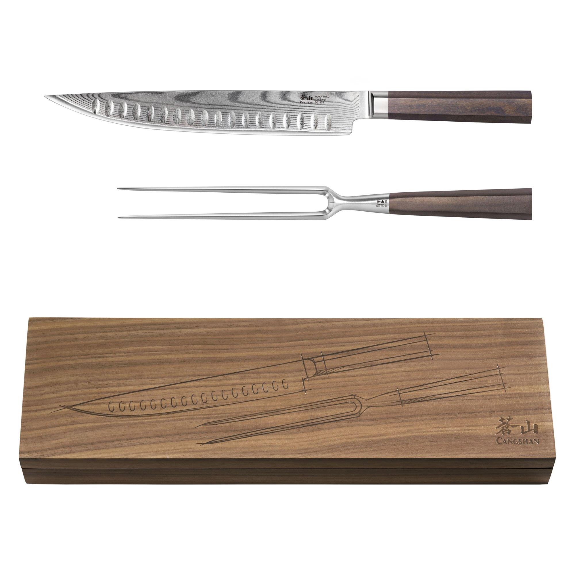 2-Piece Maya Series Carving Set W/Walnut Box