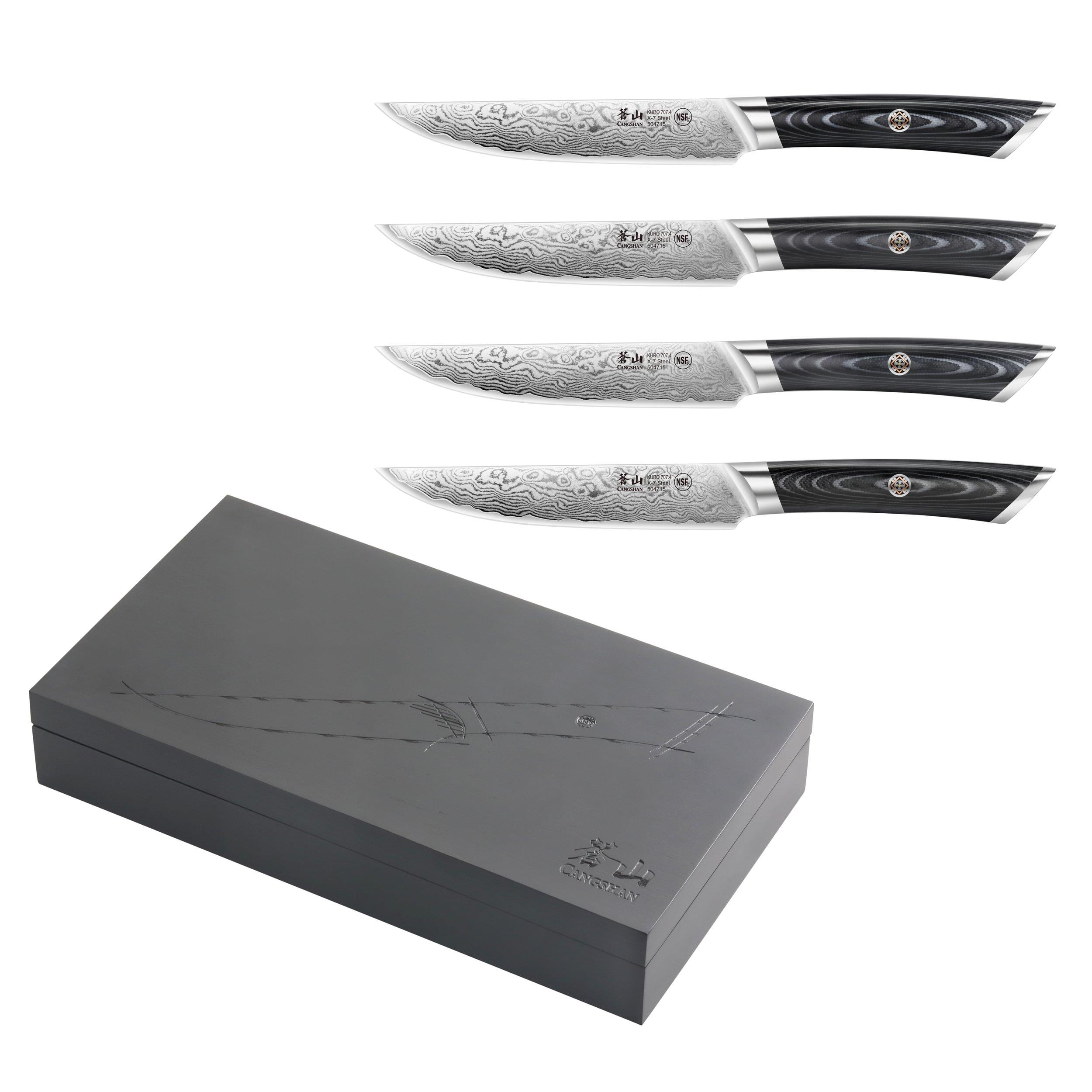 4-Piece Kuro Series Steak Knife Set W/Ashwood Box