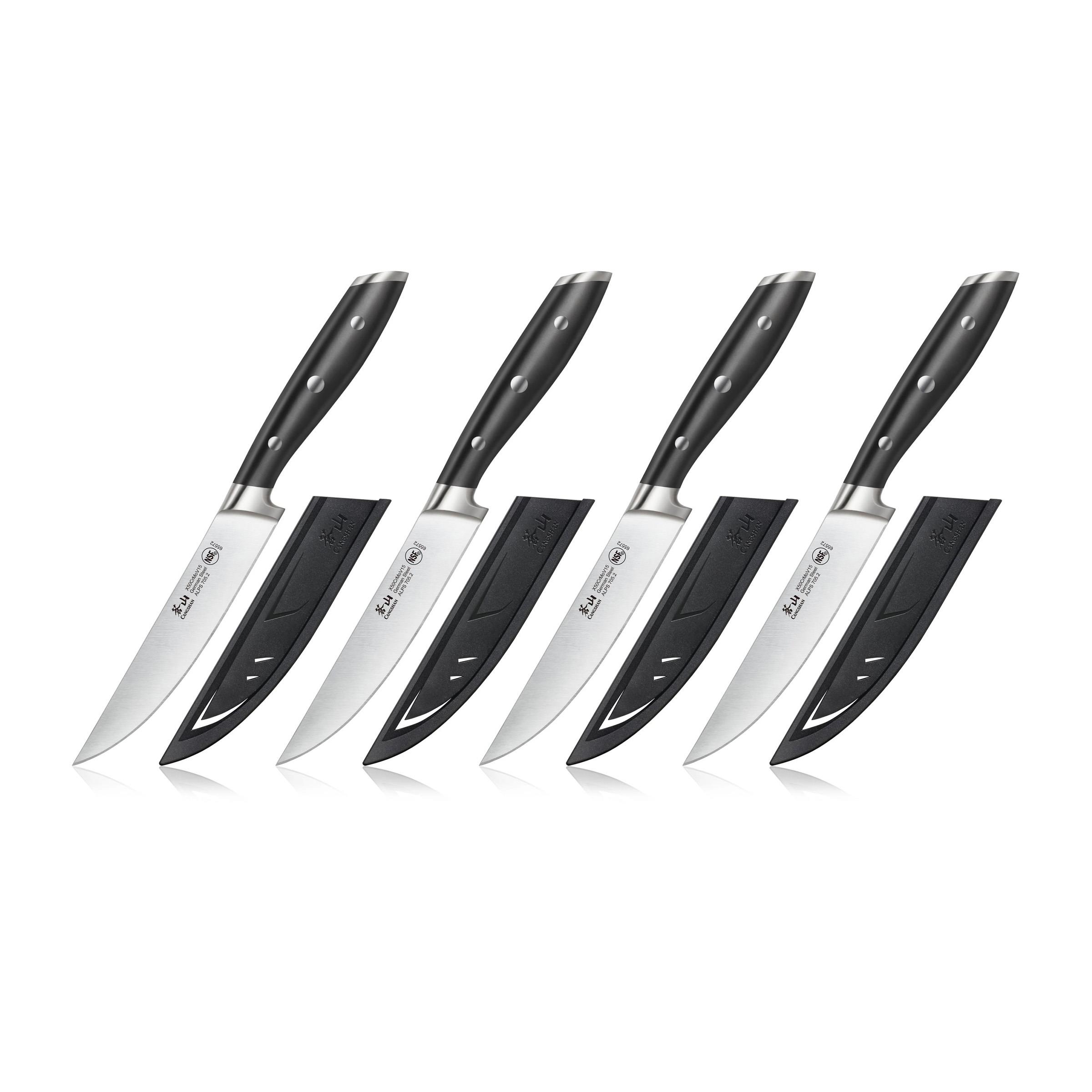 4-Piece ALPS Steak Knife Set W/Sheaths - Black