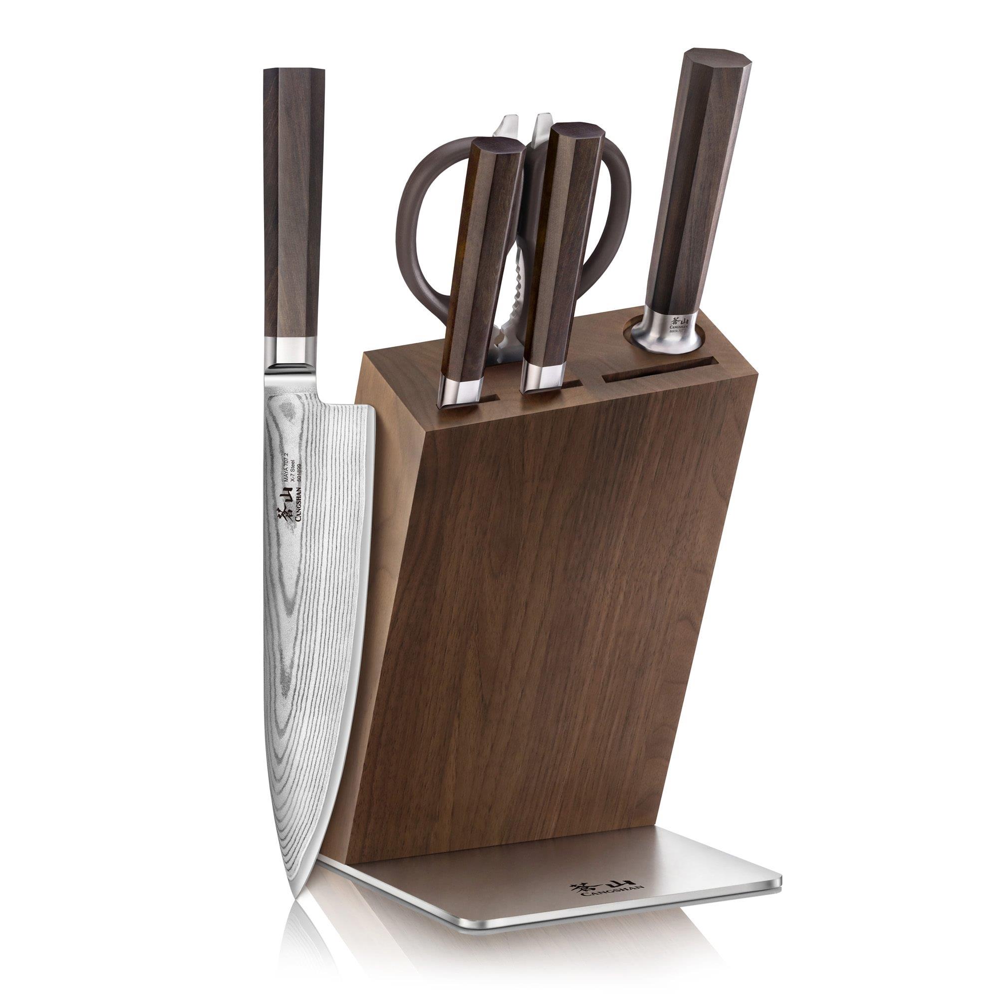 6-Piece Maya Series HUA Knife Block Set - Walnut