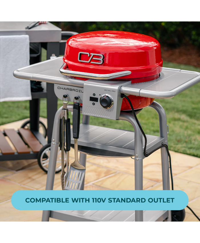 Bistro Pro™ Electric Grill & Griddle + Charcoal Mode Red