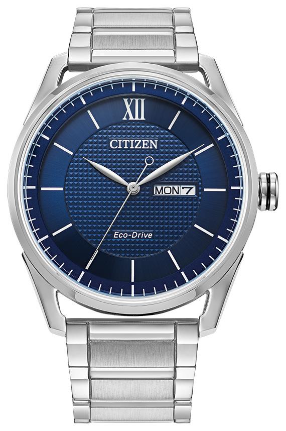 Men's Classic Eco-Drive Stainless Steel Bracelet Watch, Blue Dial