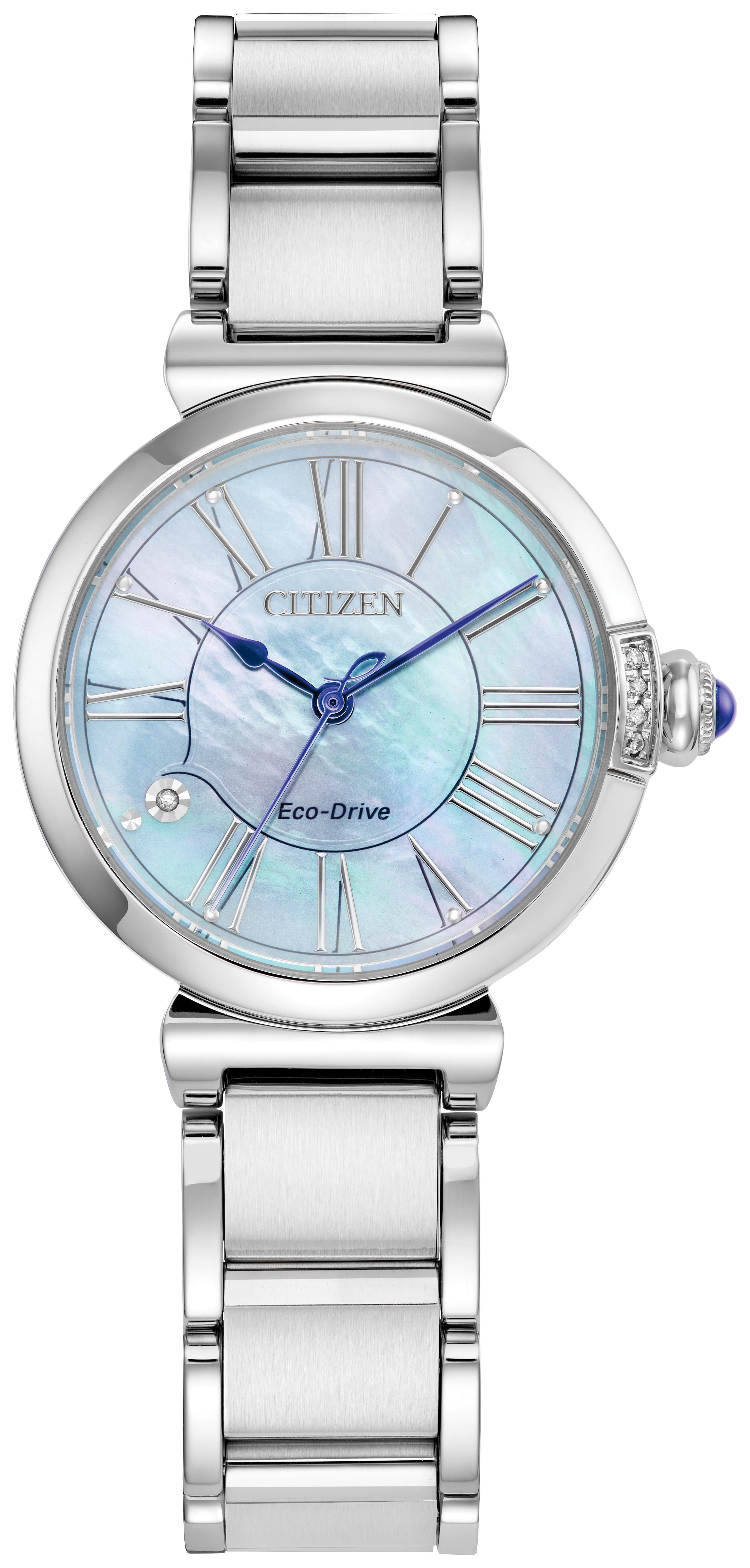 Ladies' Citizen L Mae Eco-Drive Stainless Steel Bracelet Watch, Light Blue MOP Dial