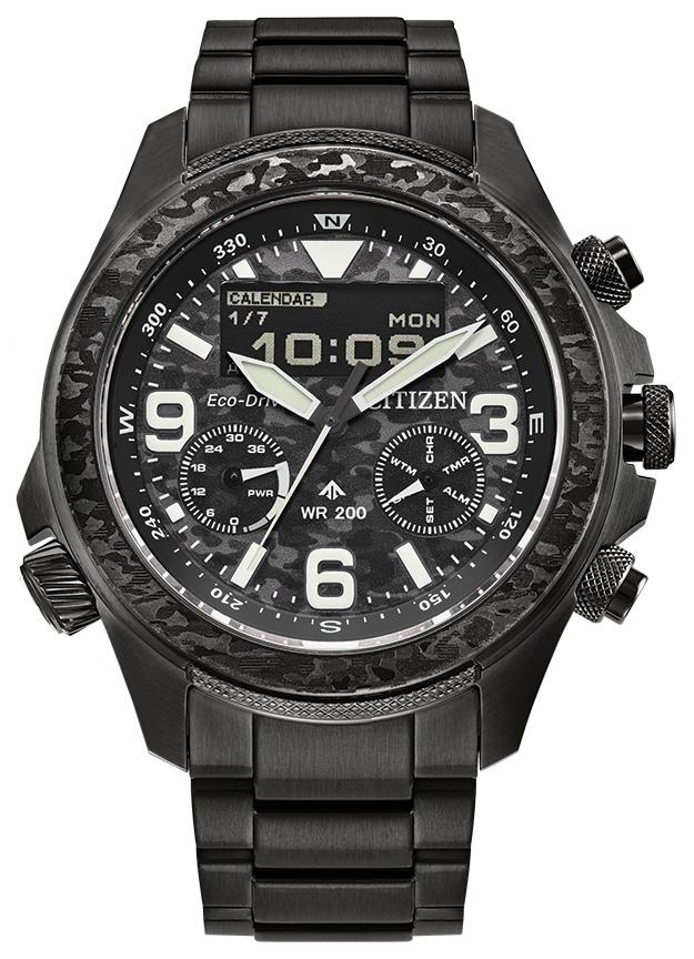 Men's Promaster Land U822 Eco-Drive Stainless Steel Bracelet Watch, Black Dial