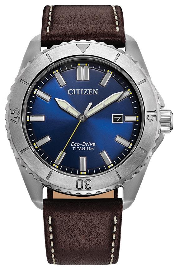Men's Brycen Eco-Drive Super Titanium Bracelet Watch, Blue Dial