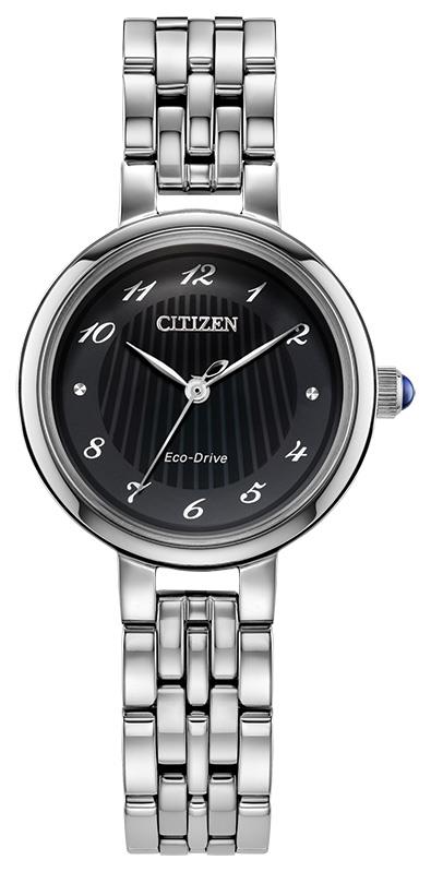 Ladies' Citizen L Stainless Steel Bracelet Watch, Black Dial