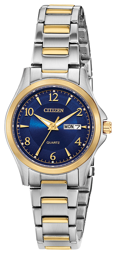Ladies' Quartz Watch, Two-tone With Blue Dial