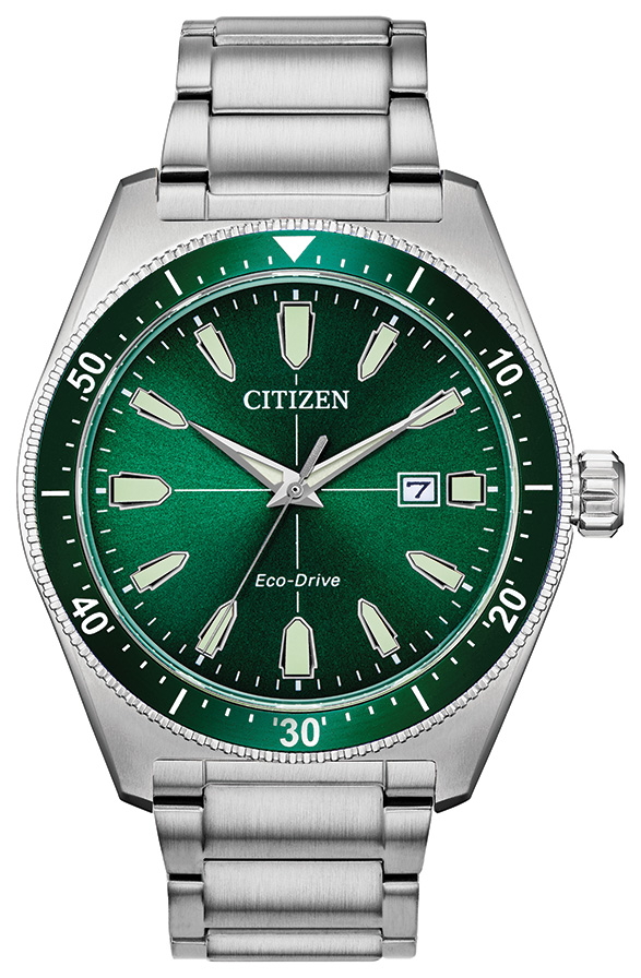 Men's Brycen Eco-Drive Stainless Steel Bracelet Watch, Green Dial