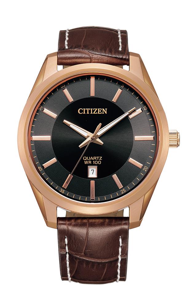 Men's Quartz Watch, Rose Gold-tone With Black Dial