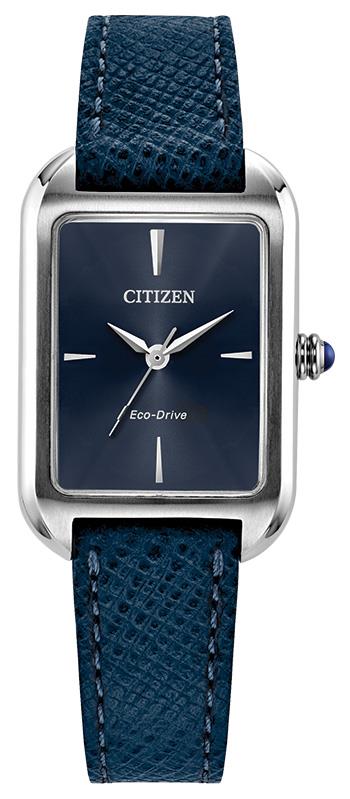 Ladies' Classic Leather Strap Watch, Blue Dial