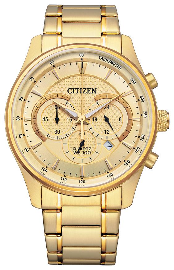 Men's Quartz Chronograph Watch, Gold-tone With Champagne Dial