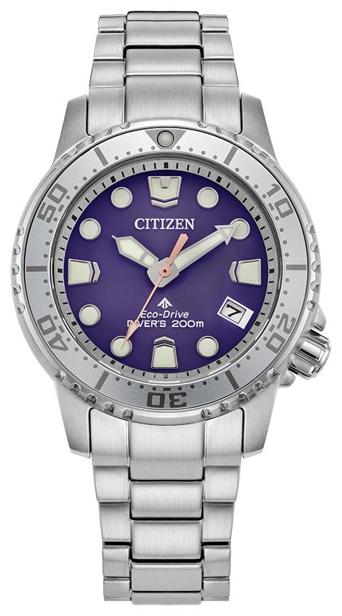Ladies' Promaster Dive 4 Eco-Drive Stainless Steel Bracelet Watch, Purple Dial