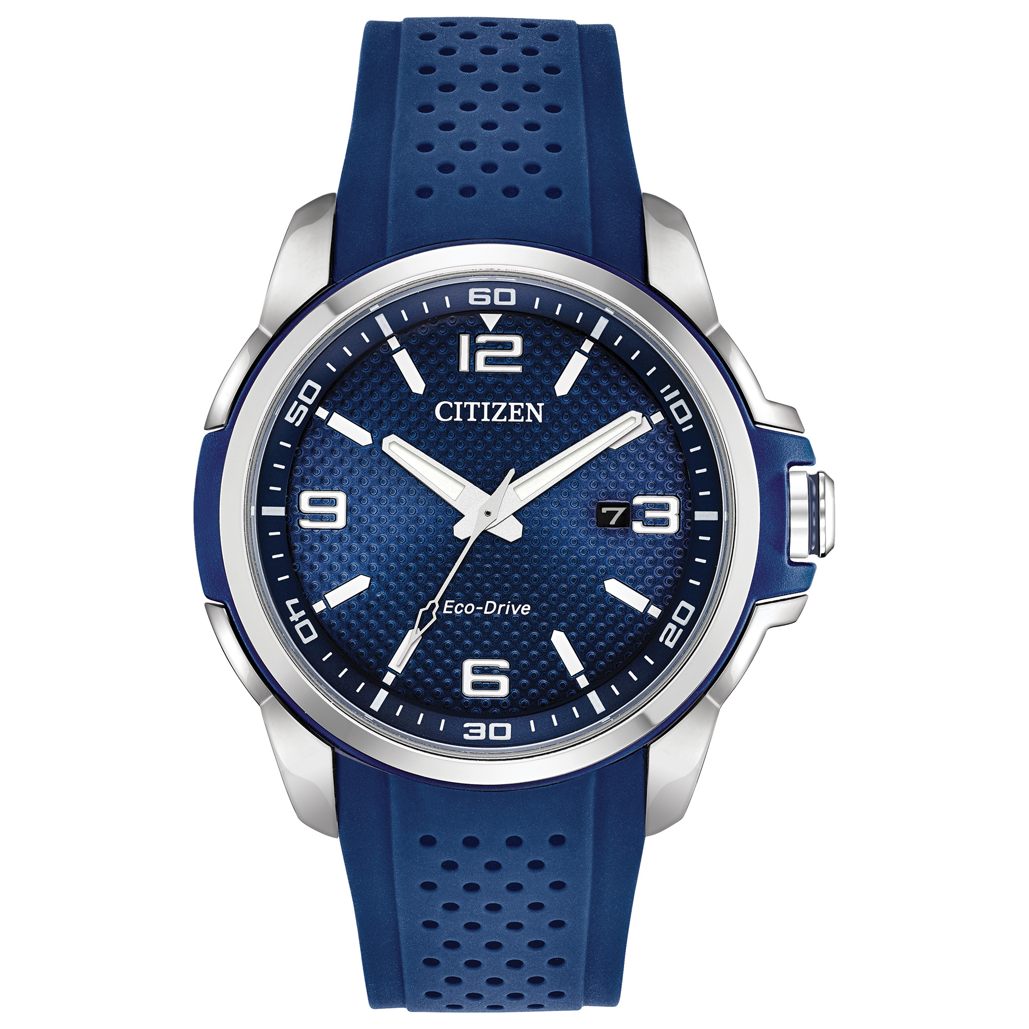 Men's Sport Casual Eco-Drive Polyurethane Strap Watch, Blue Dial