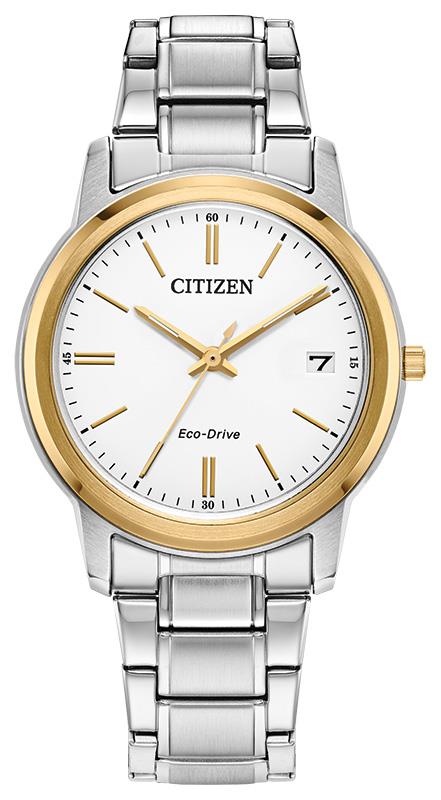 Ladies' Corporate Exclusive Eco-Drive Stainless Steel Bracelet Watch, White Dial