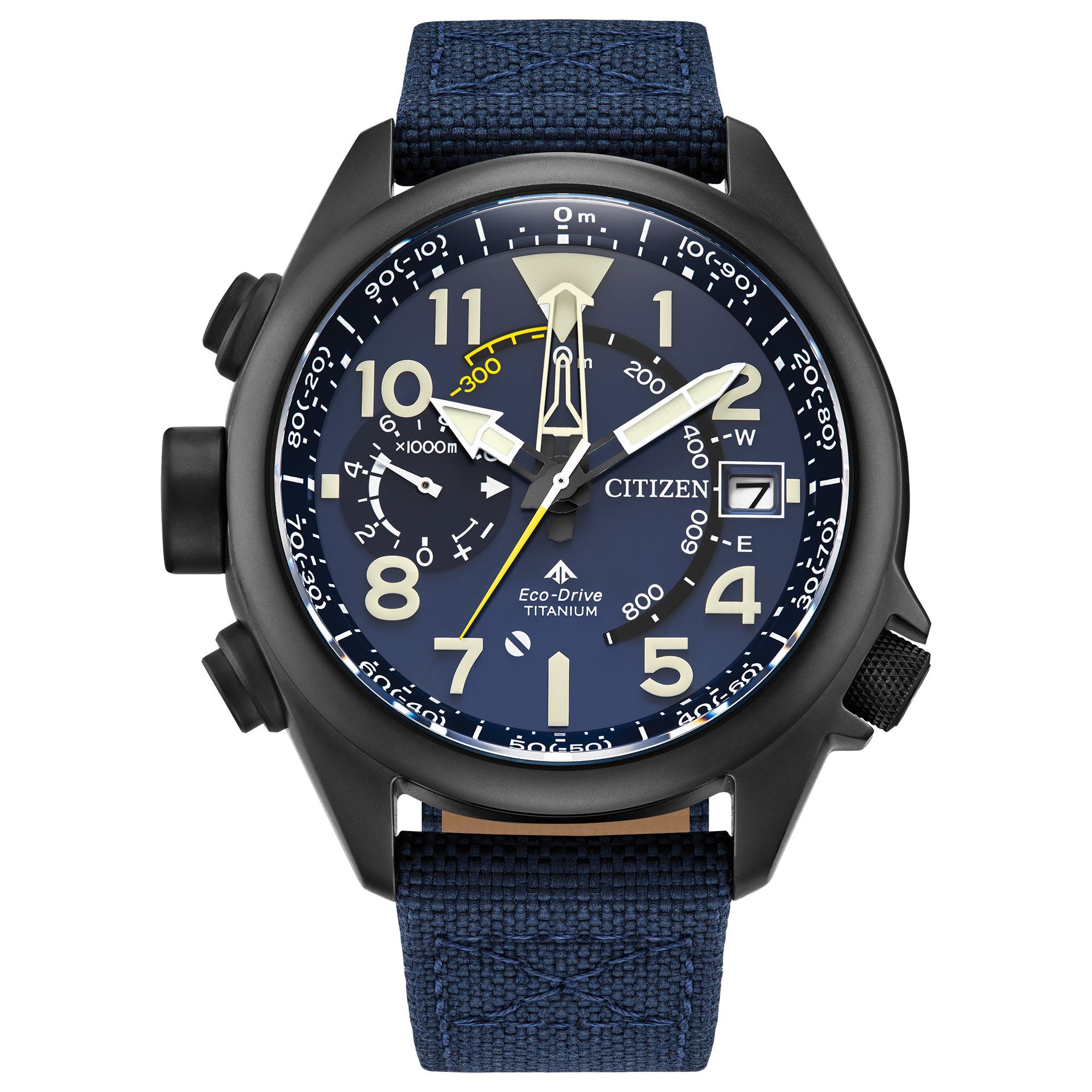 Men's Promaster Altichron Eco-Drive Nylon Strap Watch, Blue Dial