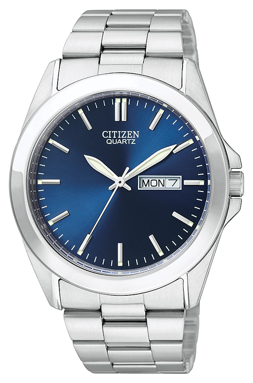 Men's Quartz Watch, Stainless Steel With Dark Blue Dial