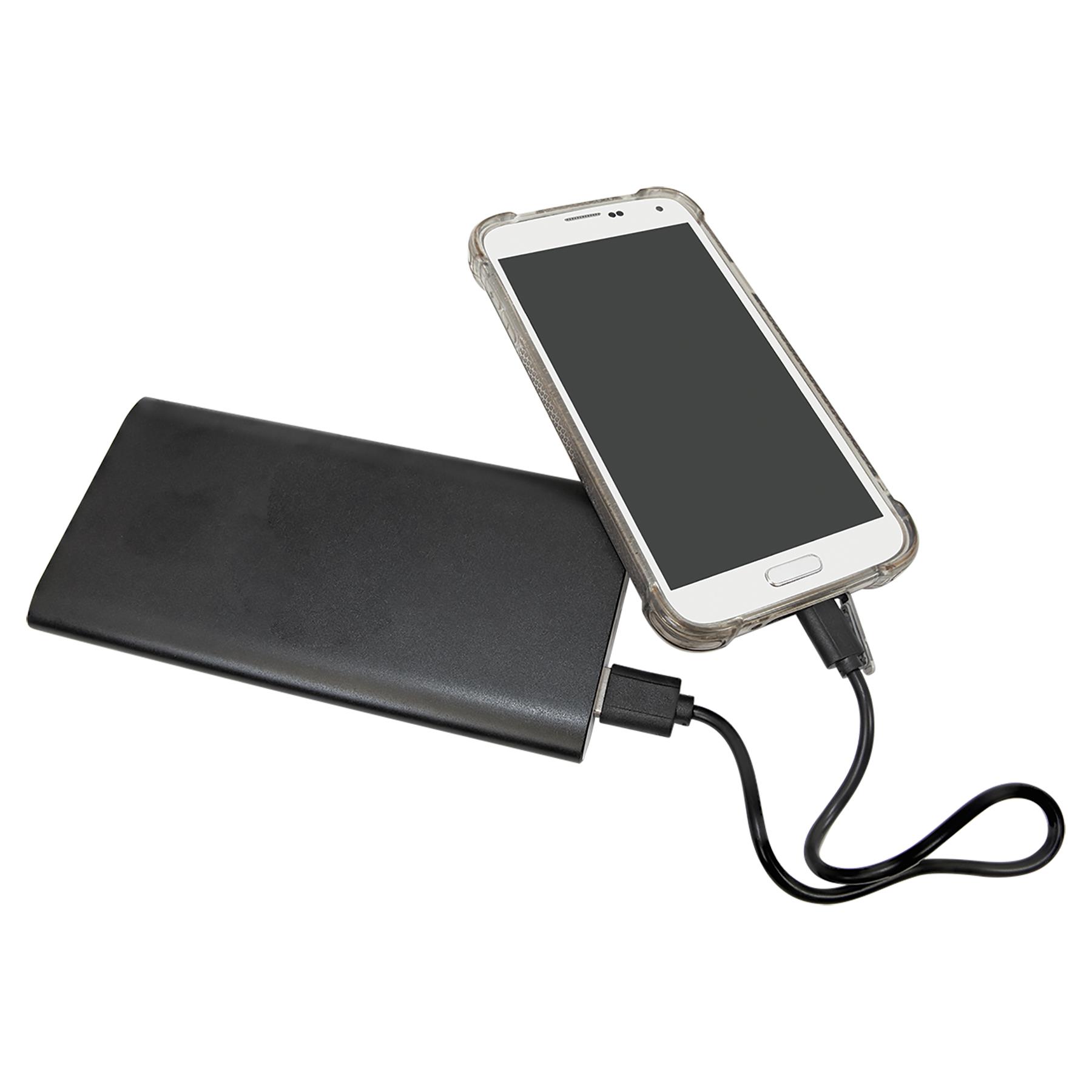 8000MAH Power Bank & Wireless Anodized Aluminum Charger W/USB Power Cord Black