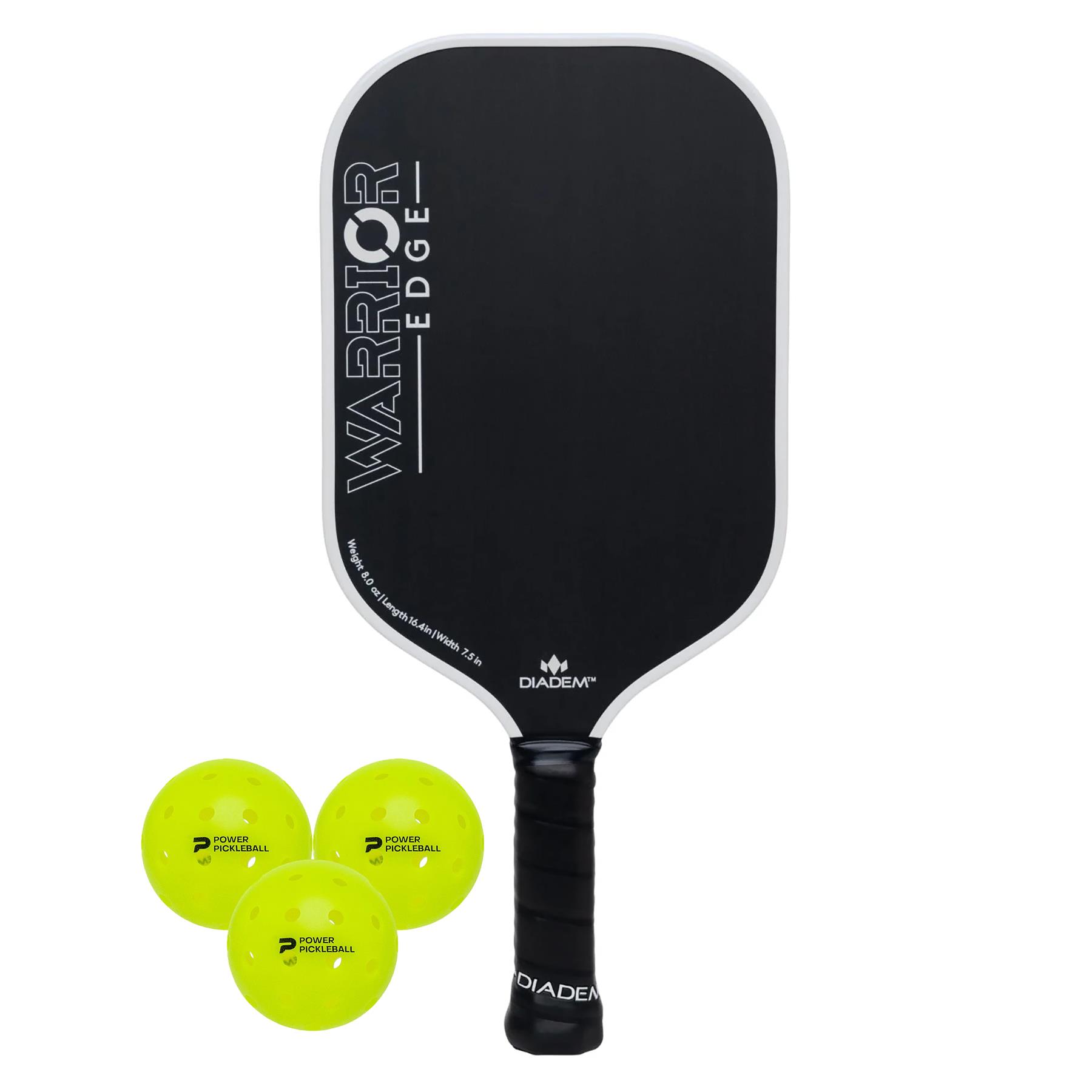 Warrior Edge Pickleball Paddle Kit (White Edge/3pk Balls)