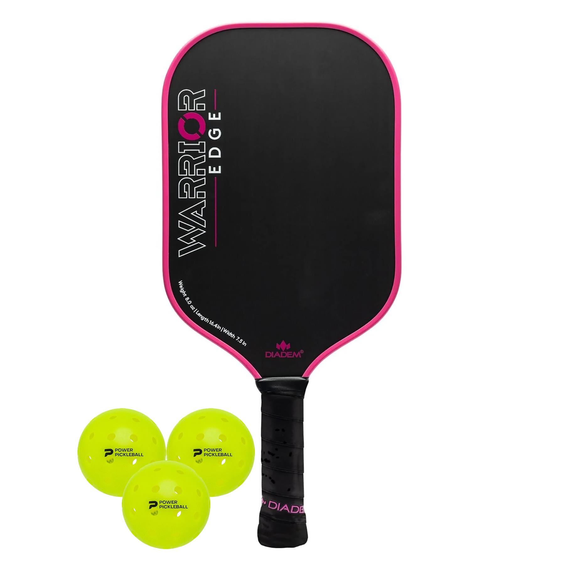 Warrior Edge Pickleball Paddle Kit (Pink Edge/3pk Balls)