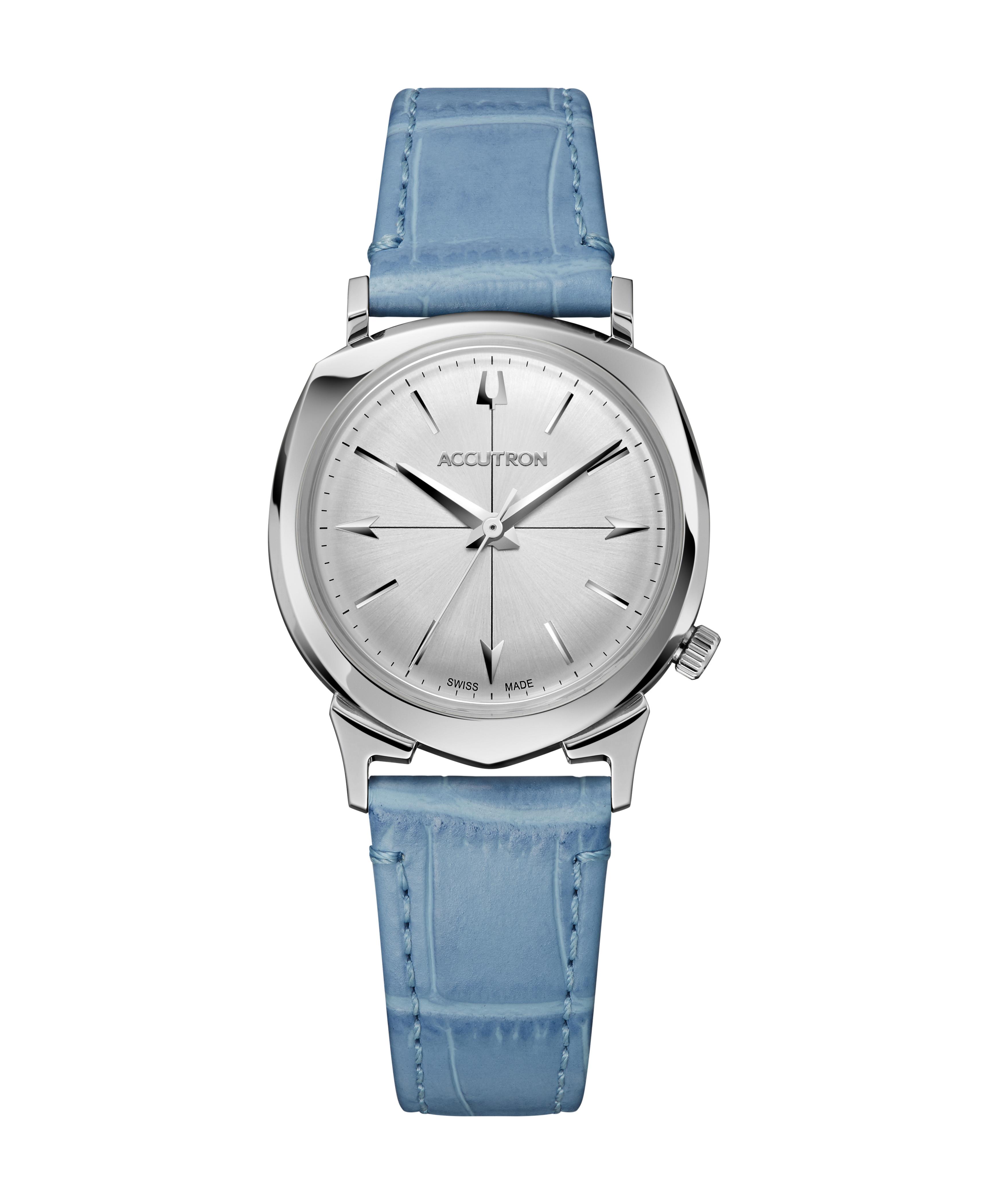 Unisex Legacy Blue Leather Strap Watch With Silver White Dial