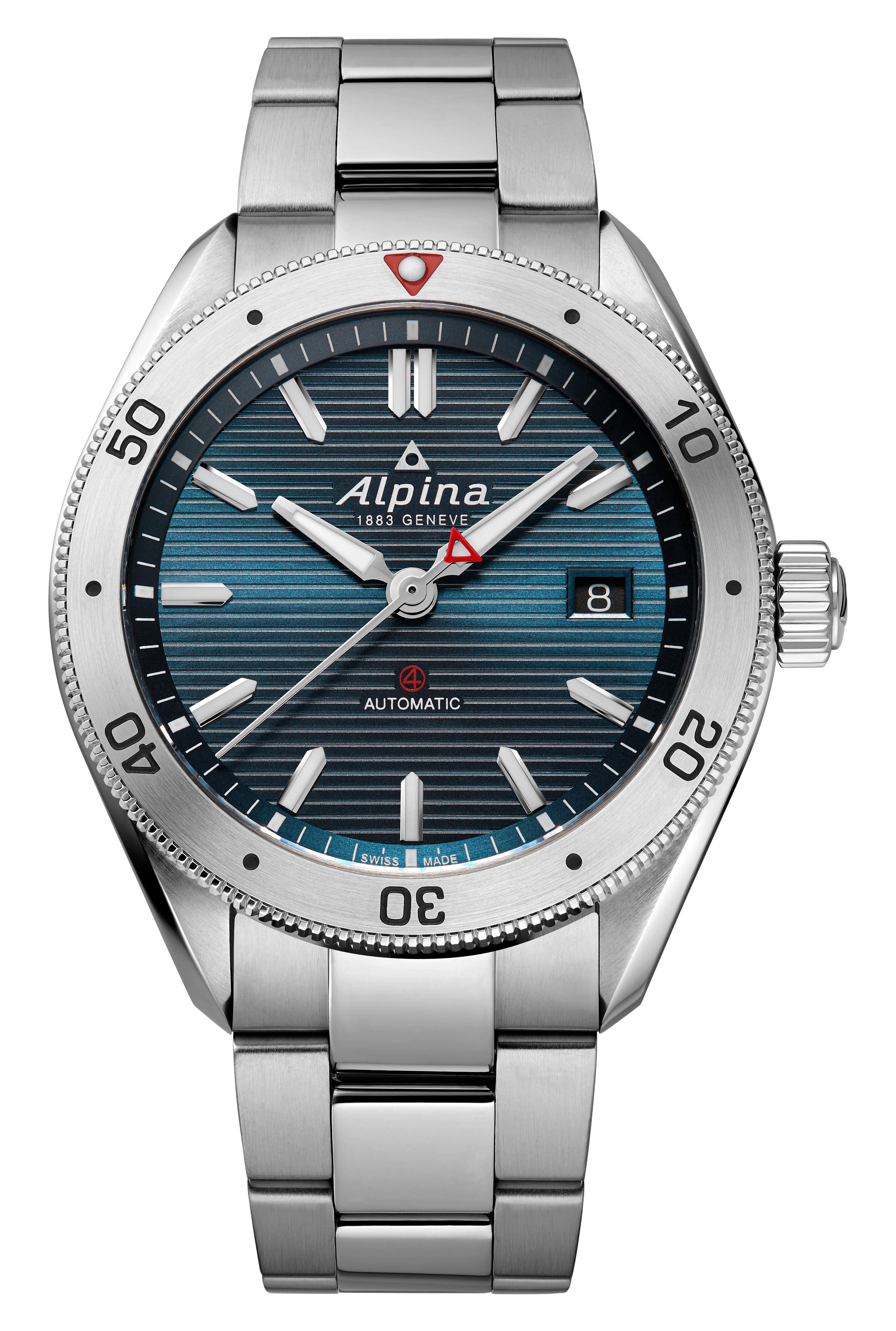 Alpina Mens Alpiner Stainless Steel Bracelet Watch, Blue Dial