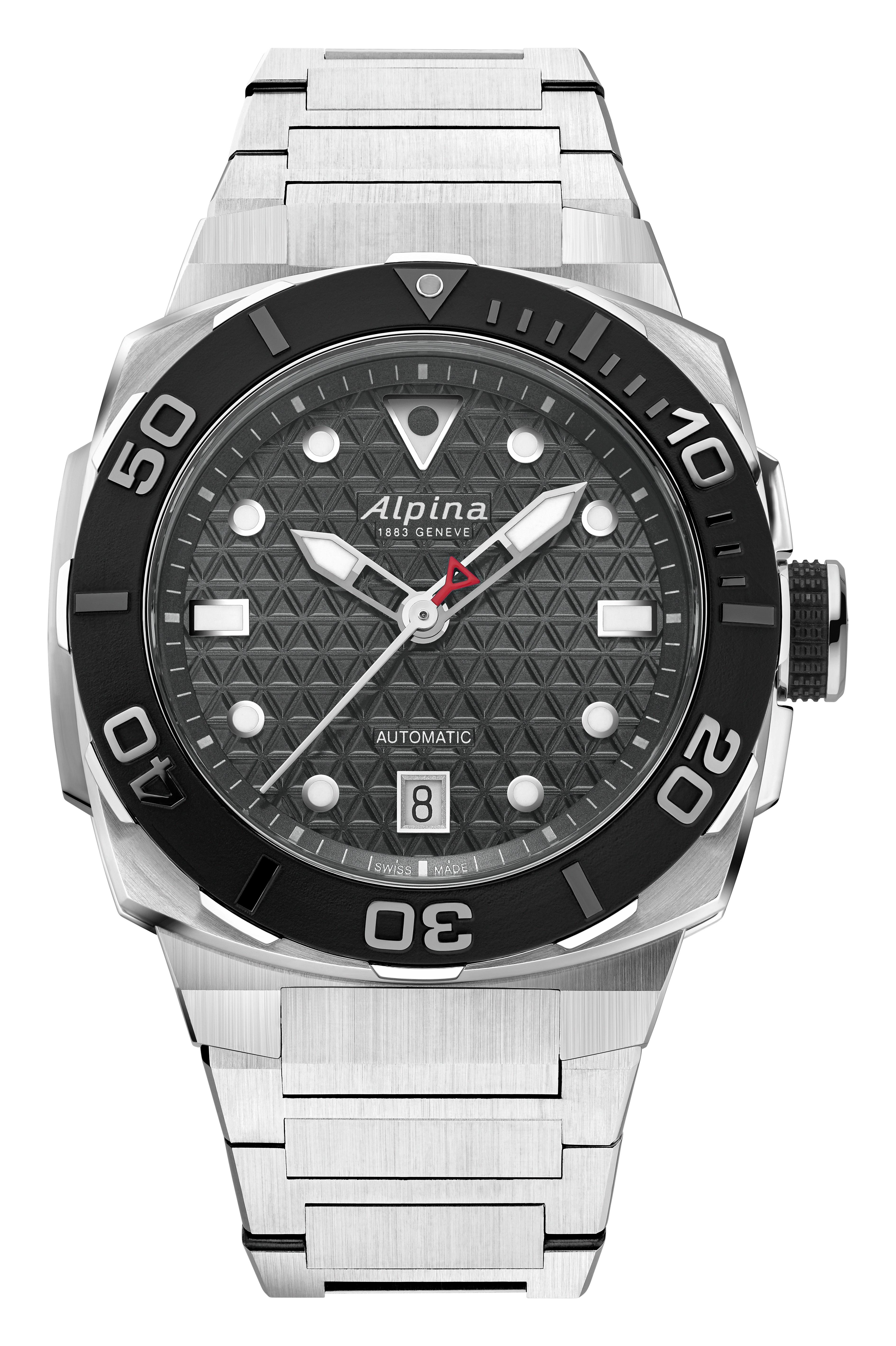 Alpina Men's Seastrong Stainless Steel Bracelet Watch, Gray Dial