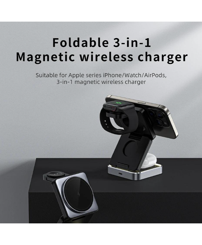 Foldable 3-in-1 Magnetic Wireless Charger