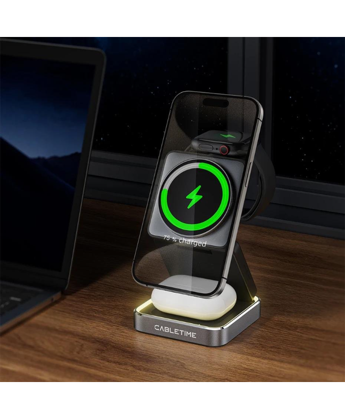 Foldable 3-in-1 Magnetic Wireless Charger