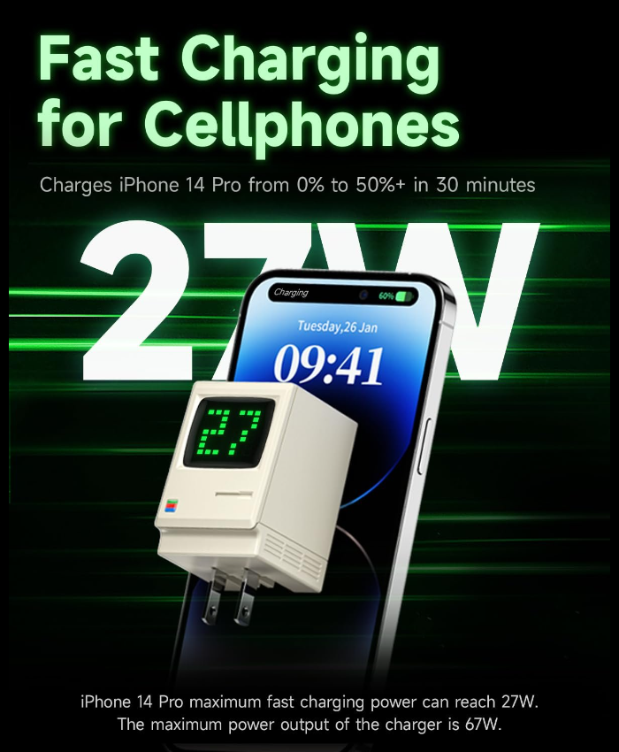 67W GaN 3-Port USB-C Charger