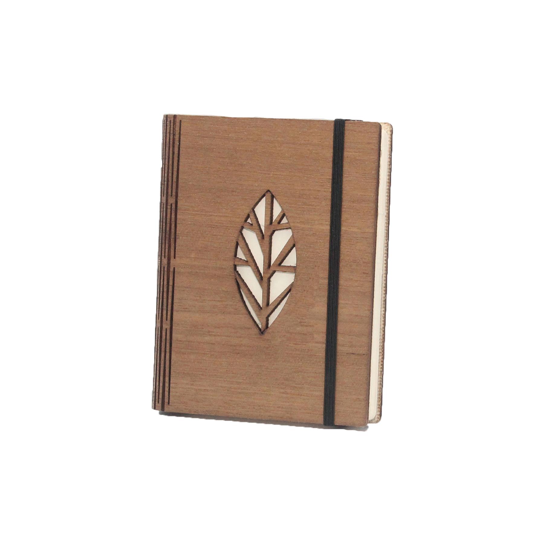 Wooden Journal, Small With Leaf Design