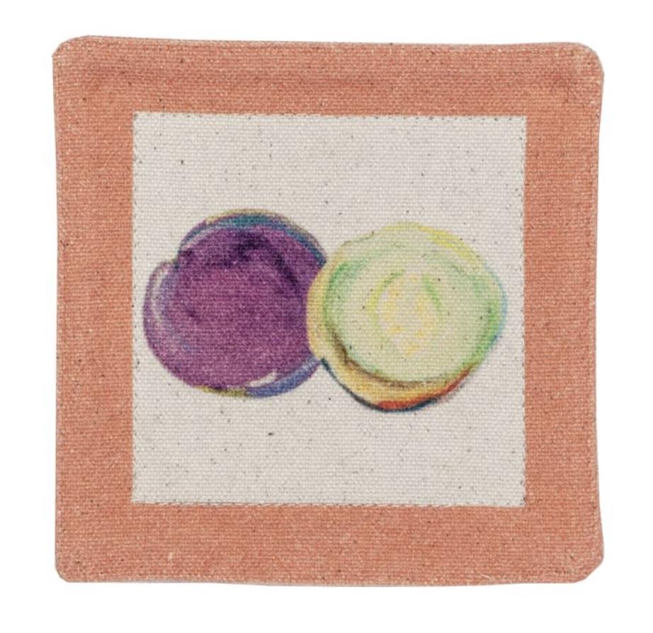 Coaster Set Of 2; CASHMERE PLUM HONEYDEW MELON