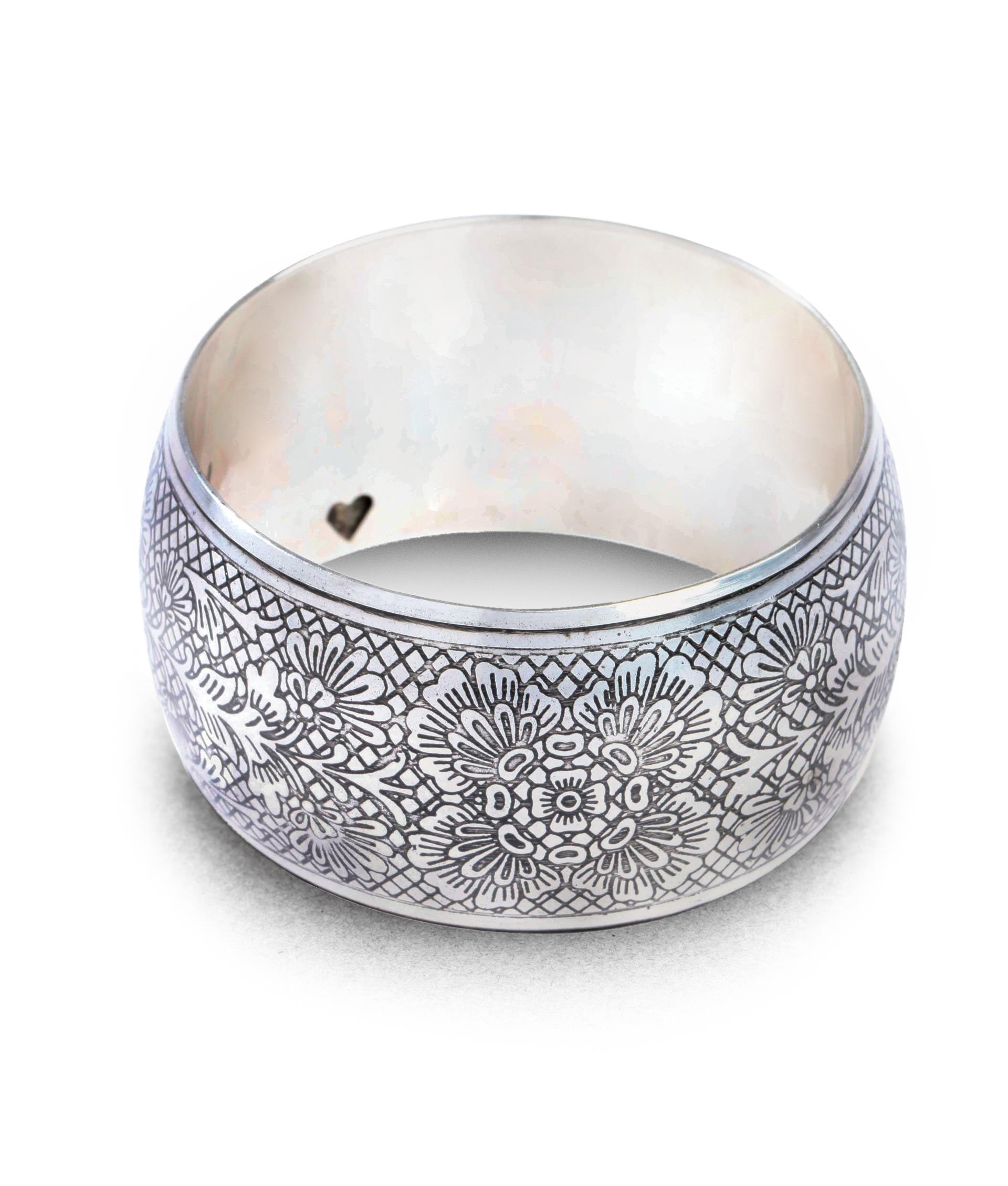 Silver Flora Bangle