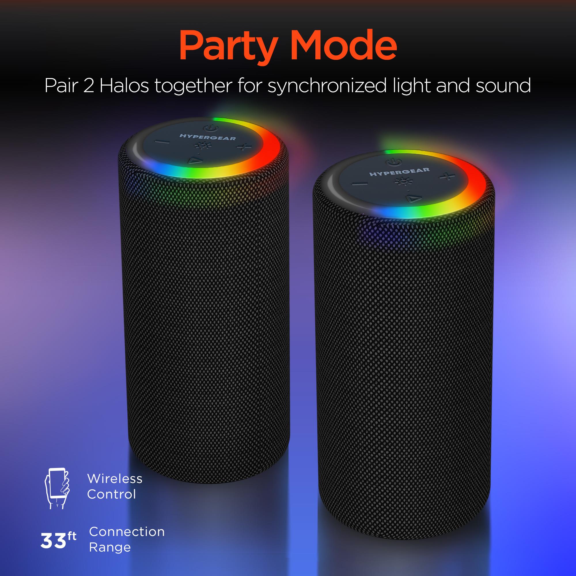 HyperGear SET Of 2 - Halo XL Waterproof 360 LED Wireless Speakers
